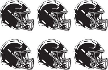 American Football Player Silhouettes in Action Poses