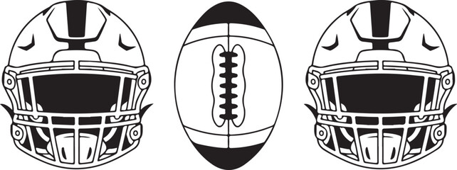 American Football Player Silhouettes in Action Poses