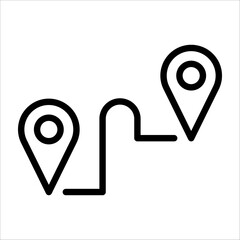 Single route icon with black line style for design element or coloring book element