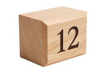 Isolated calendar block number twelve date reminder desk accessory business wooden wood