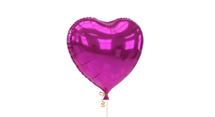 Isolated metallic fuchsia heart-shaped foil balloon for a festive anniversary occasion celebration