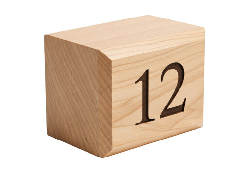 Isolated calendar block number twelve date reminder desk accessory business wooden wood