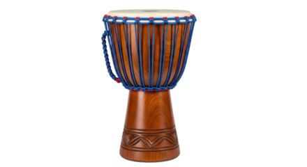 Isolated djembe drum musical percussion instrument, wooden traditional handmade drum