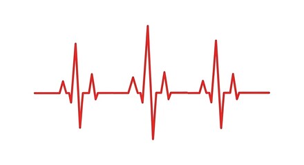 A single red electrocardiogram line displays a healthy human heartbeat.