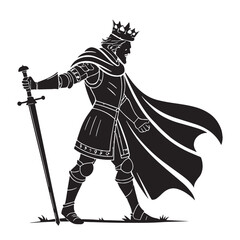 Black king arthur Silhouette Vector, High Quality Illustration on White Background