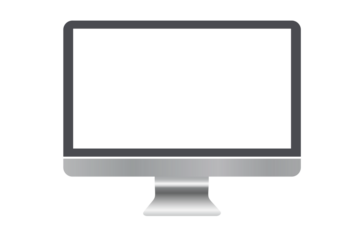 Modern computer monitor with a blank white screen, isolated on a white background. Realistic vector illustration for technology mockups and presentations