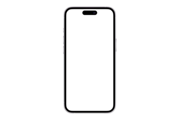 Sleek minimalist modern smartphone device with a blank white screen, perfect for showcasing mobile application interfaces, website designs, and digital content presentations