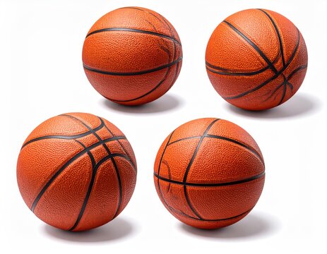 Four orange basketballs isolated on a white background - Powered by Adobe