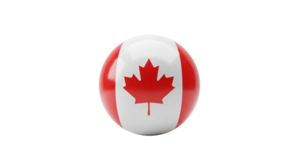 Canada flag sphere PNG isolated on transparent background, Canadian national symbol for sports and patriotic designs