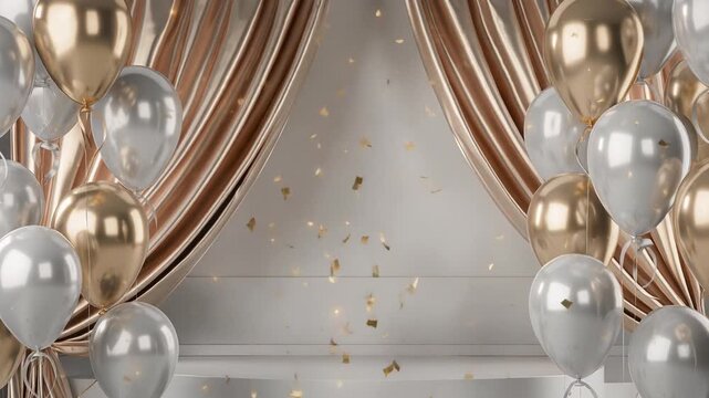 バースデーやイベントに使えるパーティー背景動画・ガーランドとバルーン演出