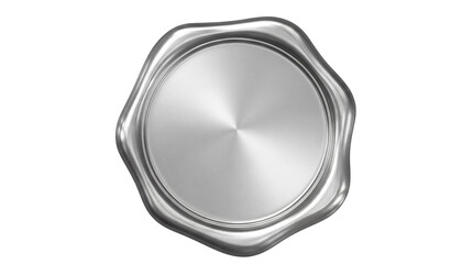 Silver wax seal isolated PNG on transparent background, blank metallic stamp for certificate, letter, or document authentication