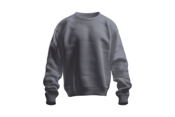 Plain gray sweatshirt mockup, casual crewneck long-sleeve apparel isolated on white background