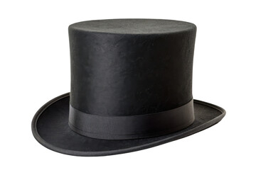Classic black top hat isolated on transparent background
