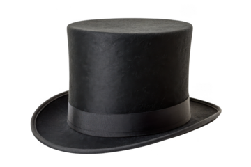 Classic black top hat isolated on transparent background