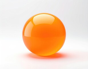 Glossy orange sphere on bright white surface