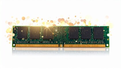 High-performance computer memory module with vibrant background lights and shine