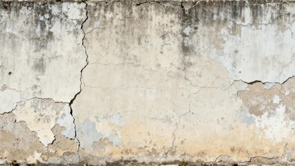 Obraz premium Heavily weathered and distressed concrete wall surface displays significant cracking and discoloration