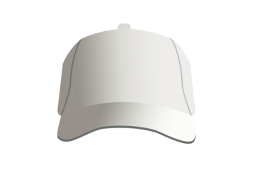 Simple white baseball cap illustration on a clean background, depicting a classic headwear accessory ideal for graphic design projects and apparel mockups