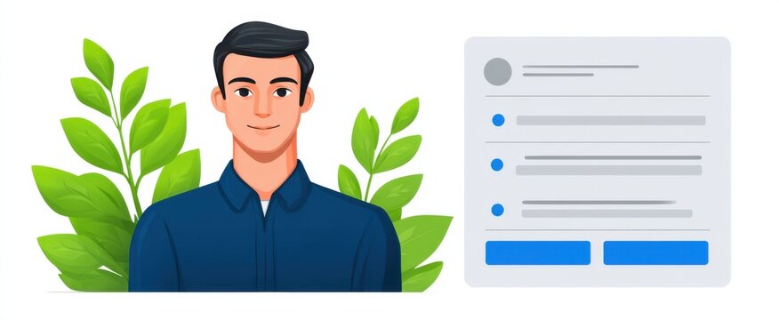The user bio customization form features intuitive editable text fields and vibrant icons.