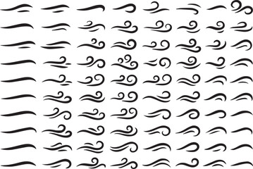 Hand-Drawn Swirls and Underline Vector Collection: Decorative Brush Strokes, Flourishes, and Calligraphic Elements