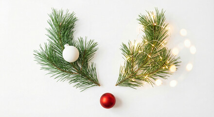 Christmas reindeer antlers with decor isolated on white