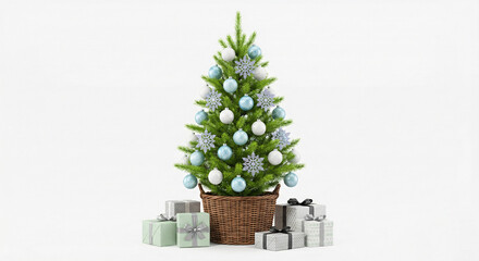 Christmas tree with gifts isolated on white background