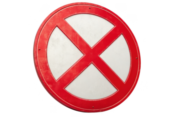 Red and white no stopping sign isolated on transparent background