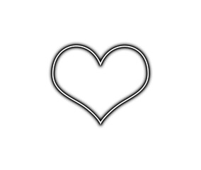 Simple white heart outline for love and romance themes on transparent background