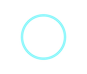 Glowing cyan circle with white outline against a stark design on transparent background