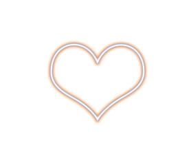 Glowing heart shape with orange and white neon light design on transparent background