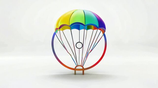 Colorful Parachute Design on White Background for Creative Concepts.