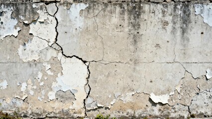 Obraz premium Weathered concrete surface displays significant structural damage and peeling finish