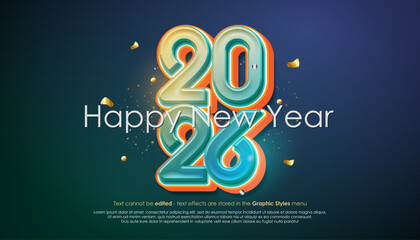 Happy New Year 2026 greeting card banner in modern style