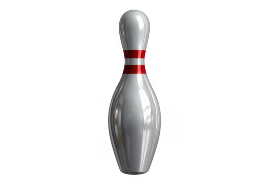 Bowling pin standing isolated on transparent background, symbolizing a game, competition, and activity with precision