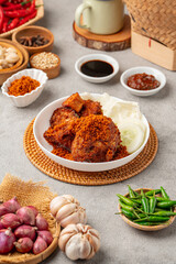 Crispy Fried Chicken with Golden Kremes Traditional Indonesian Dish