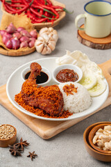 Crispy Fried Chicken with Golden Kremes Traditional Indonesian Dish