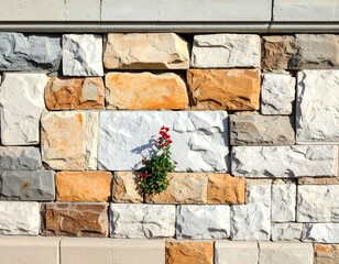 Brick wall with flowering plant growing out of it, creating a symbol of hope and survival against all odds