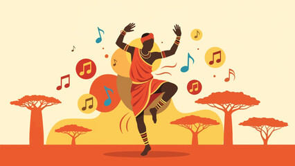 African man dancing with expressive movement and joyful energy. Ideal for culture celebration, movement, and artistic expression visuals