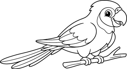 Fototapeta premium Bird Coloring Page – Simple Line Art Illustration Camel Standing in Desert – Full Body Wildlife Photo Bird Vector Line Art – Black and White Illustration