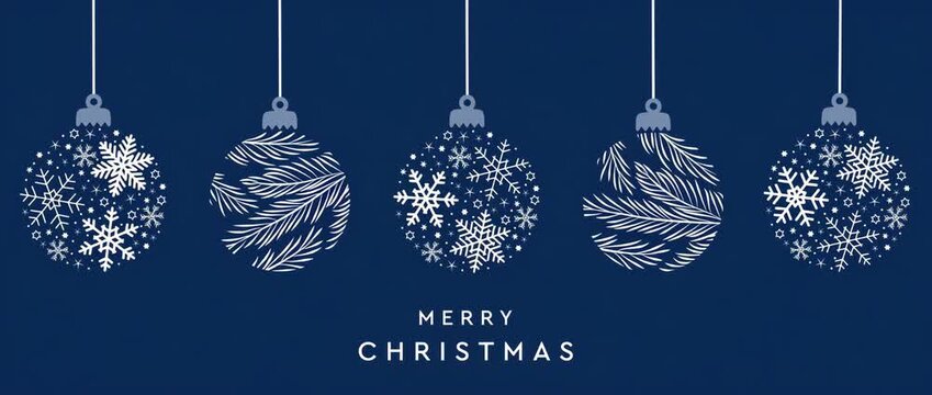 christmas greetings with hanging ball decoration illustrated animation