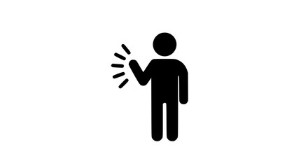 Man waving gesture black white icon 