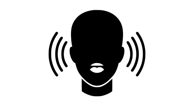 Listening figure black white icon 