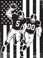 American Football Player Silhouettes in Action Poses