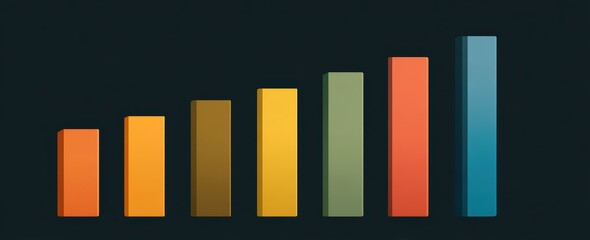 Obraz premium Colorful 3D bars rising on dark background