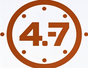 Orange circle framing "4.7" on white, clock-like design