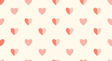 Red and Pink pastel watercolor hearts seamless pattern. Valentines day decor for cards, fabric, wrapping paper, scrapbooking. Hand painted