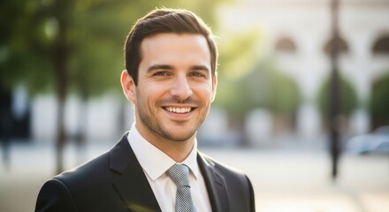 Confident businessman smiling outdoors