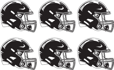 American Football Player Silhouettes in Action Poses