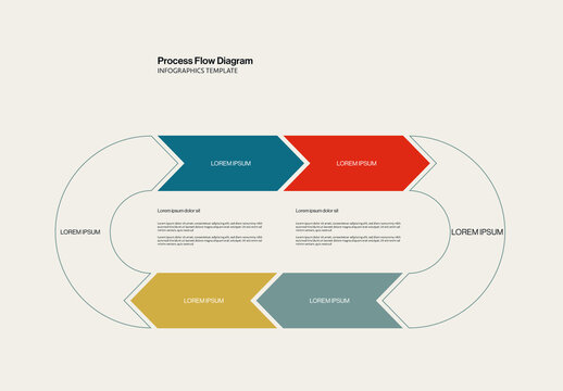 Process Flow Diagram Infographic Template with Arrows and Rounded