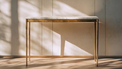 Modern console table, sunlit